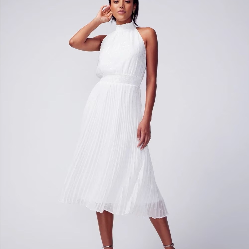 Pleated Halter Midi Dress